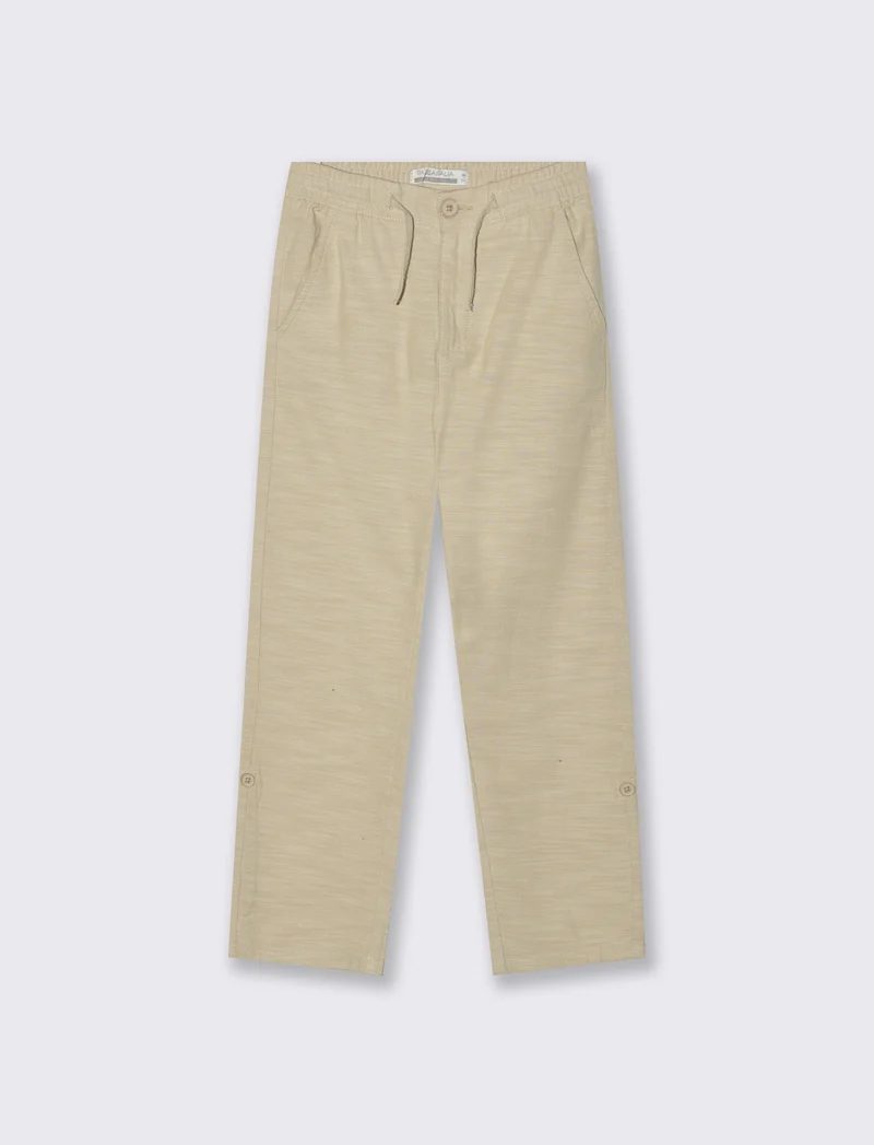 Pantaloni in cotone con lunghezza regolabile - Beige
