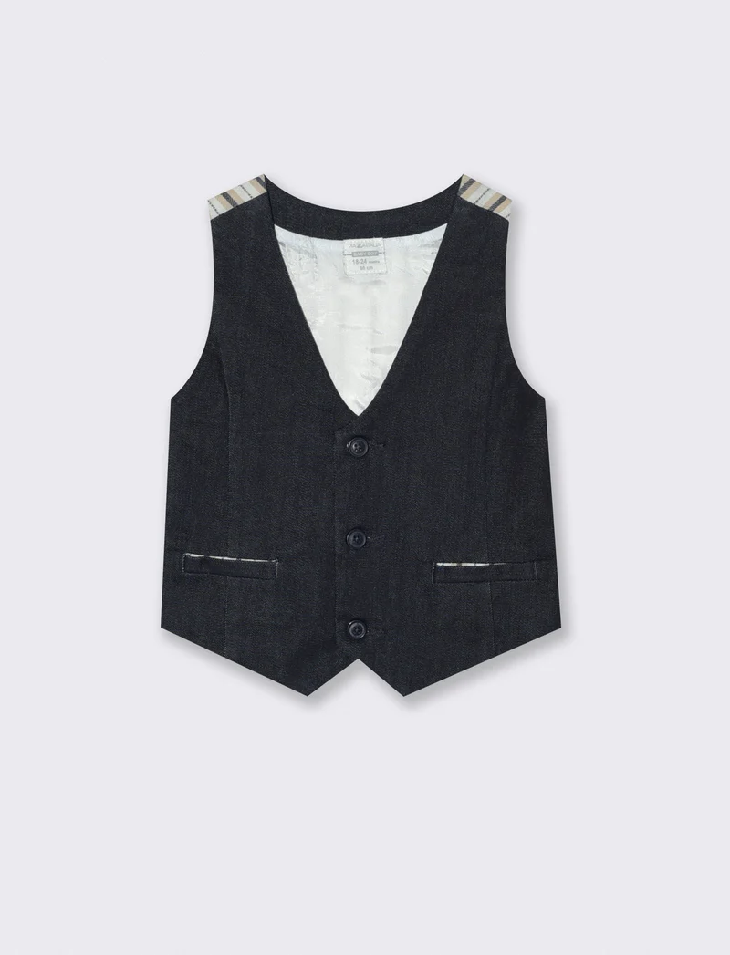 Gilet denim e righe per look trendy - Bianco