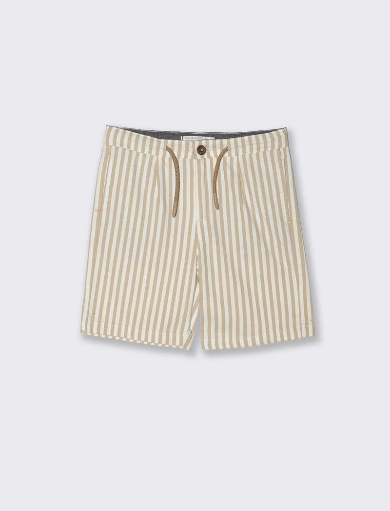 Bermuda in misto lino a righe casual - Righe
