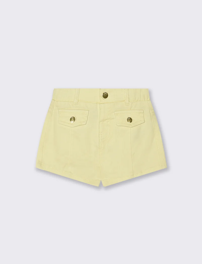 Shorts in twill con tasche e vita regolabile - Giallo