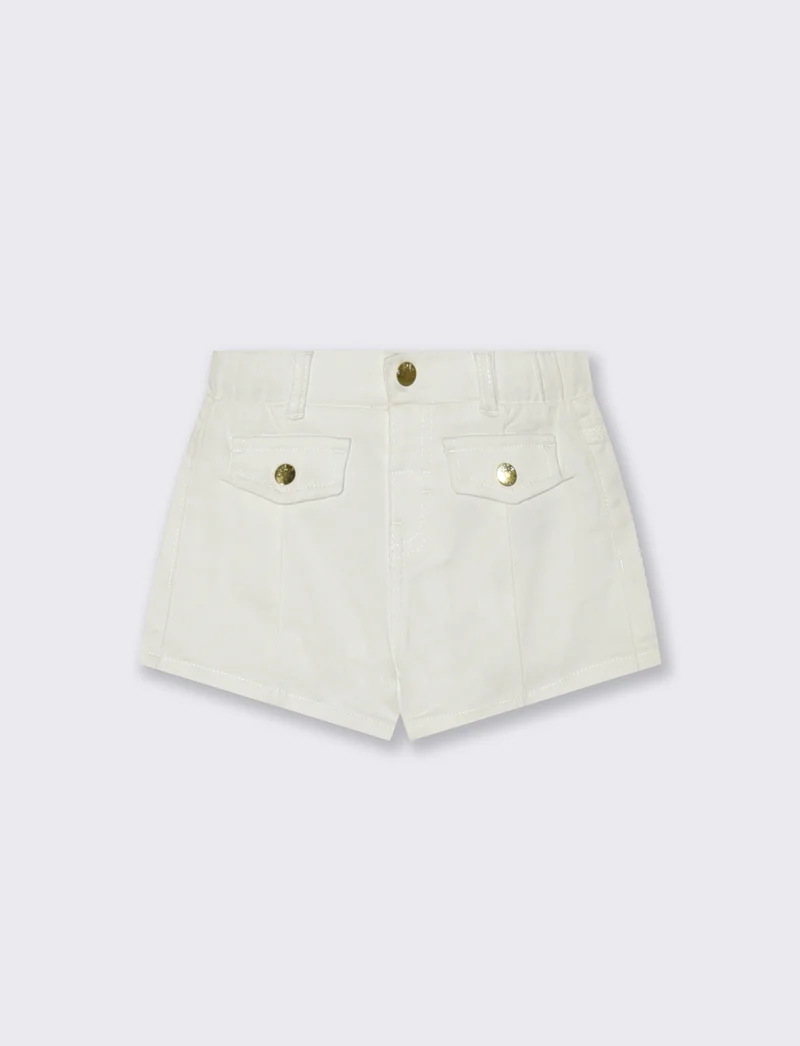 Shorts in twill con tasche e vita regolabile - Bianco