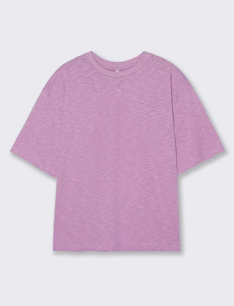Shirt Girocollo Manica Corto Comoda - Viola glicine