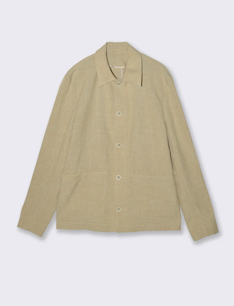 Blazer effetto lino con colletto francese - Beige