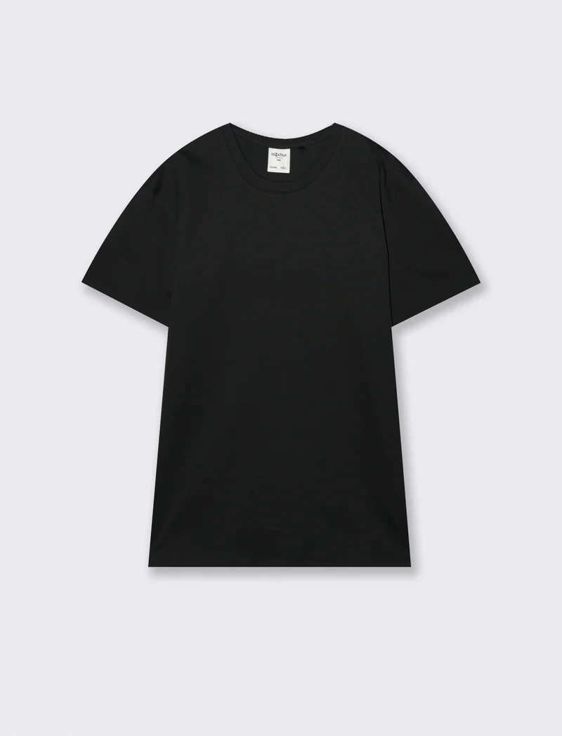 T-shirt girocollo in cotone mercerizzato - Nero
