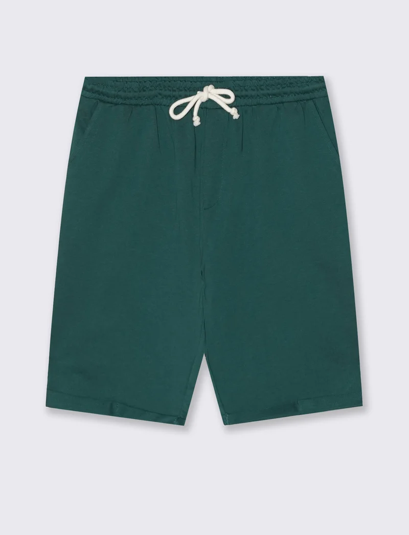 Bermuda in felpa con vita jogger - Verde petrolio