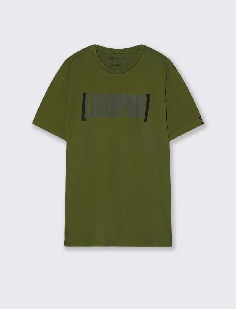 T-shirt Linkin Park con stampa esclusiva - Verde militare