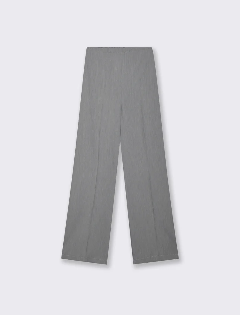 Pantalone palazzo con tessuto fluido - Grigio
