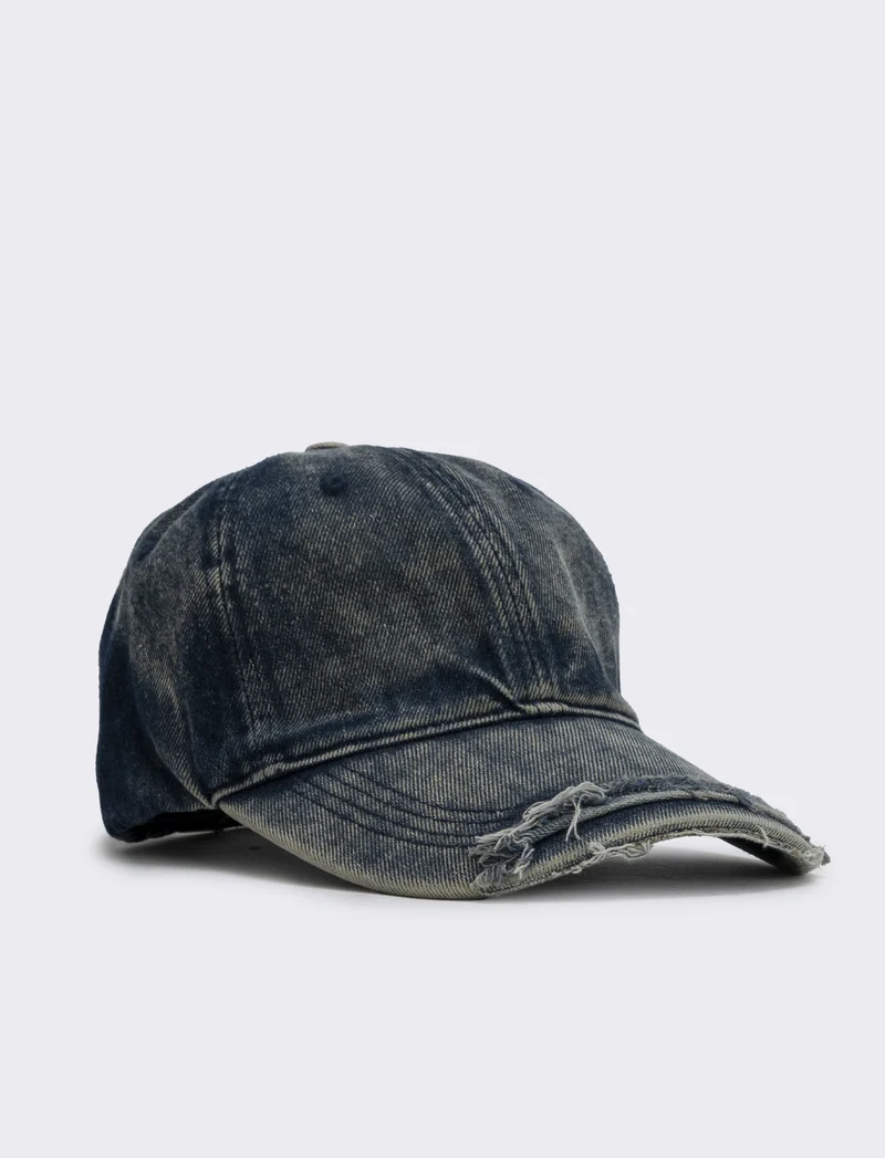 Baseball delavè visiera sfrangiata uomo - Blu