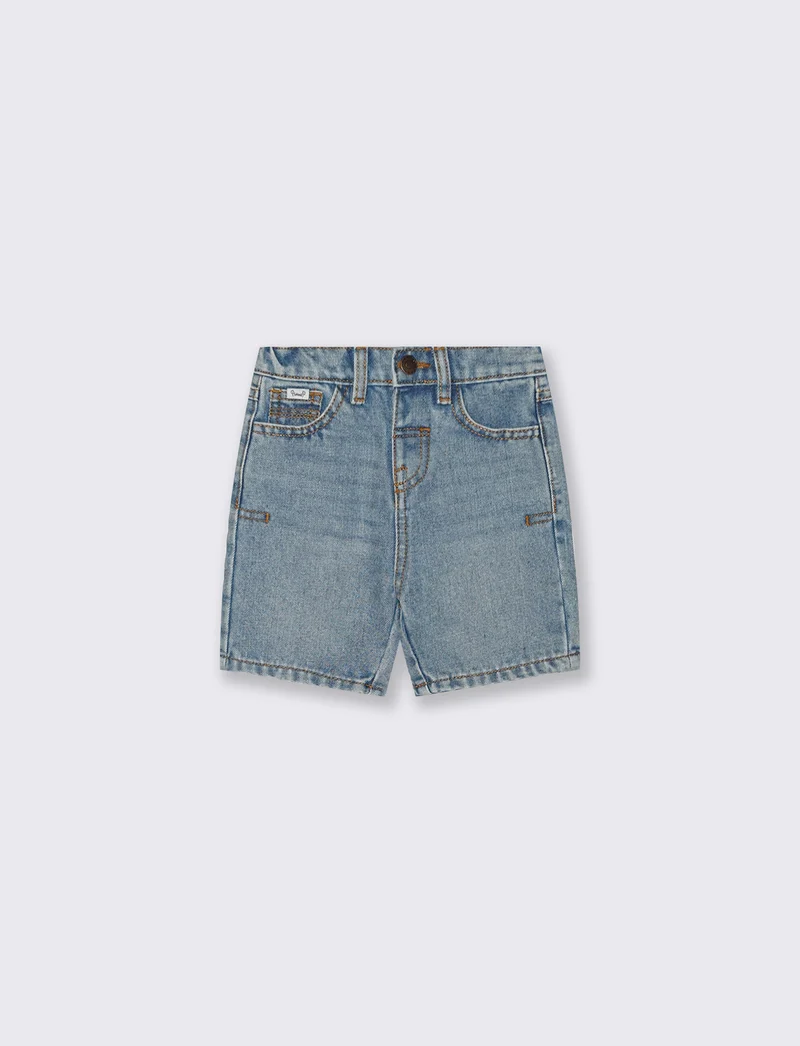 Bermuda in denim con vita regolabile - Denim chiaro