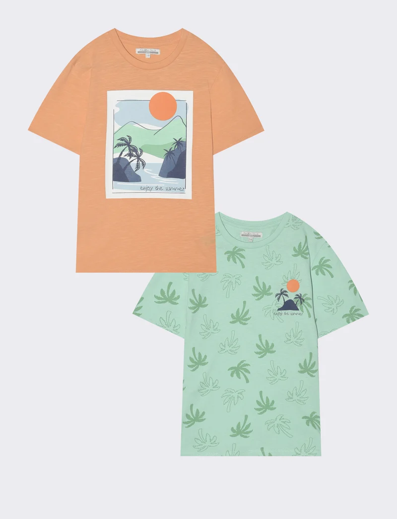 T-shirt 2Pack con stampa e vestibilità regular - Verde
