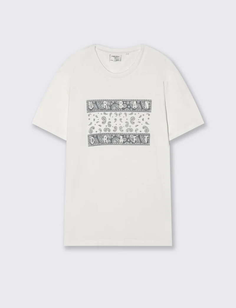 T-shirt in cotone con stampa paisley - Bianco