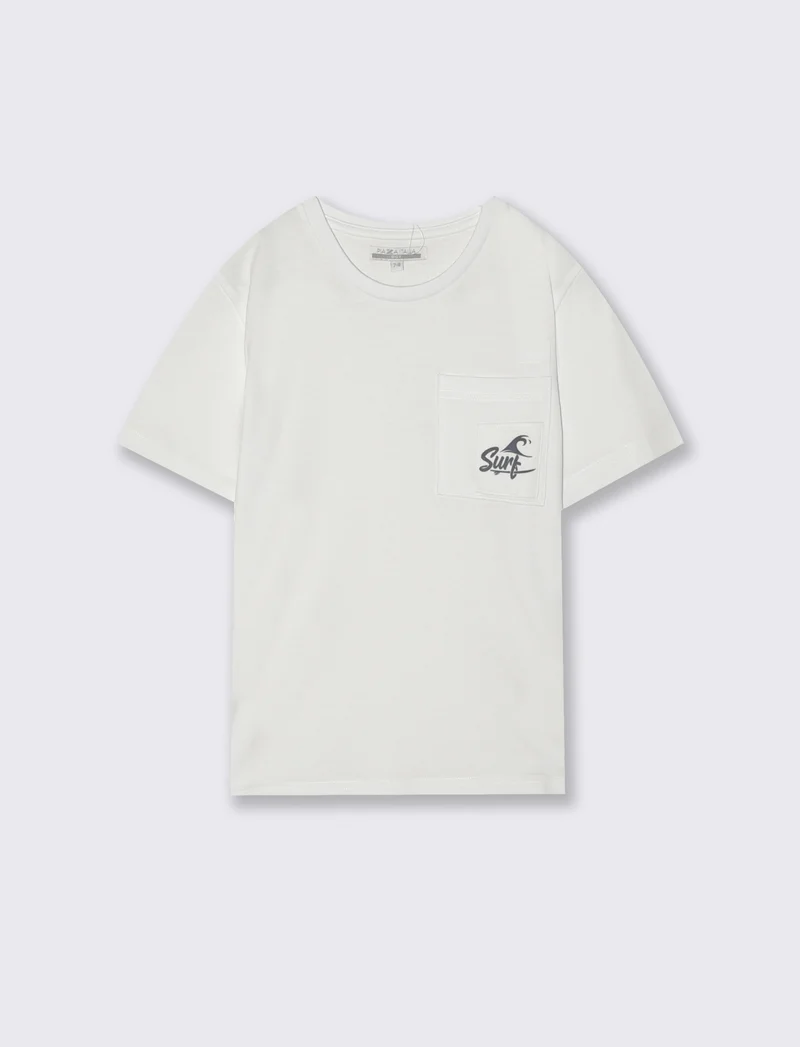 T-shirt con taschino per il tempo libero - Bianco