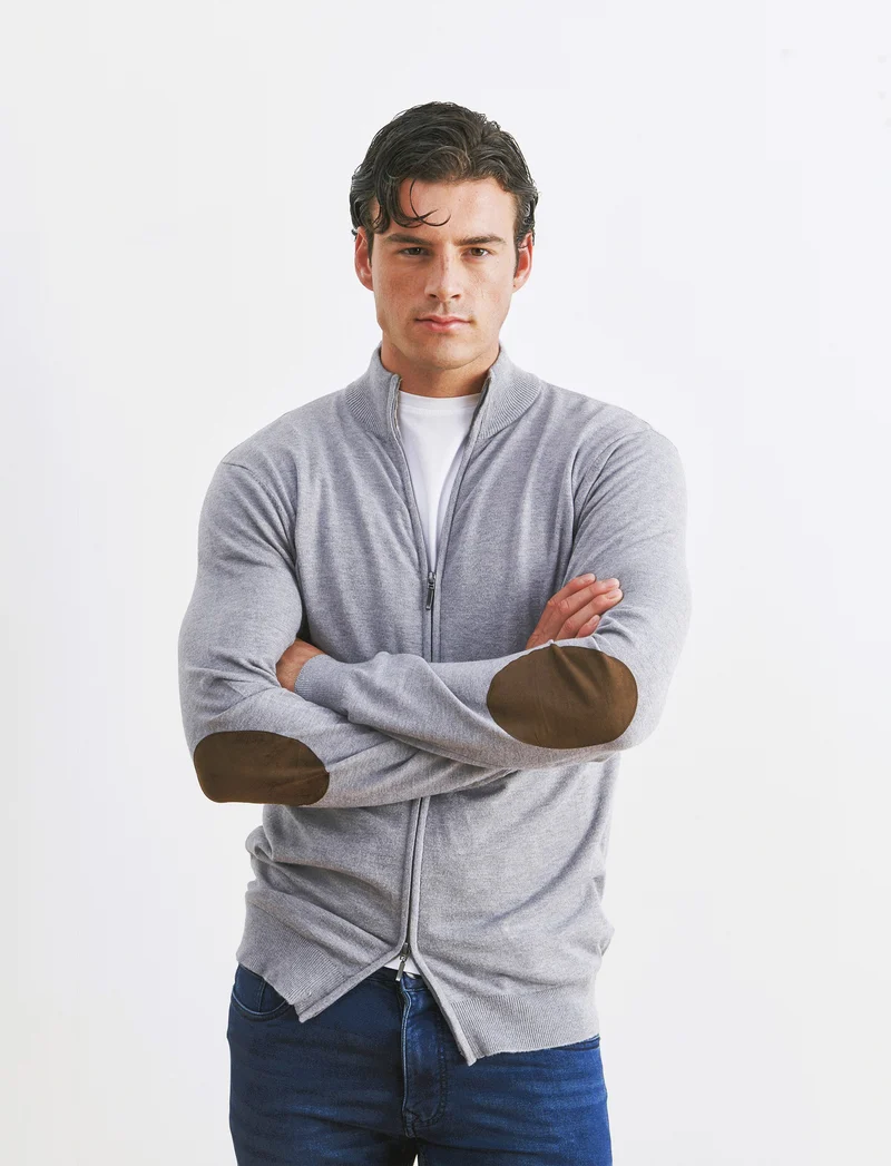 MAGLIA CARDIGAN PREMIUM - Grigio mel.
