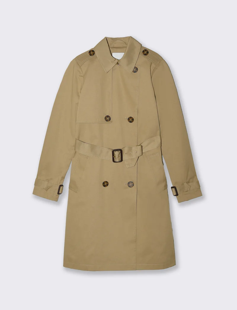 Trench lungo con cintura e taschini - Cammello