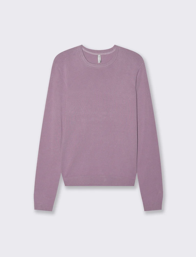 Maglia Basica Manica Lunga a Coste - Viola glicine