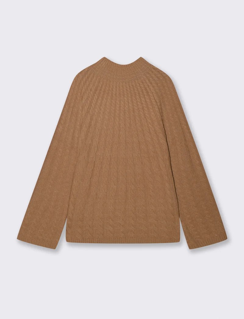 MAXIPULLOVER A TRECCE - Cammello