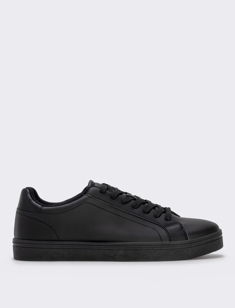 Sneakers minimal da uomo in poliuretano - Nero