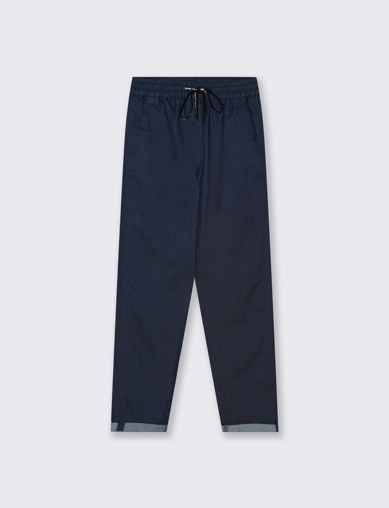 Pantalone Comodo con Coulisse e Risvolto - DENIM SCURO