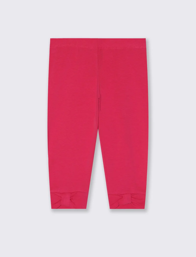 Leggings 3/4 da bambina con fiocco - Fuxia
