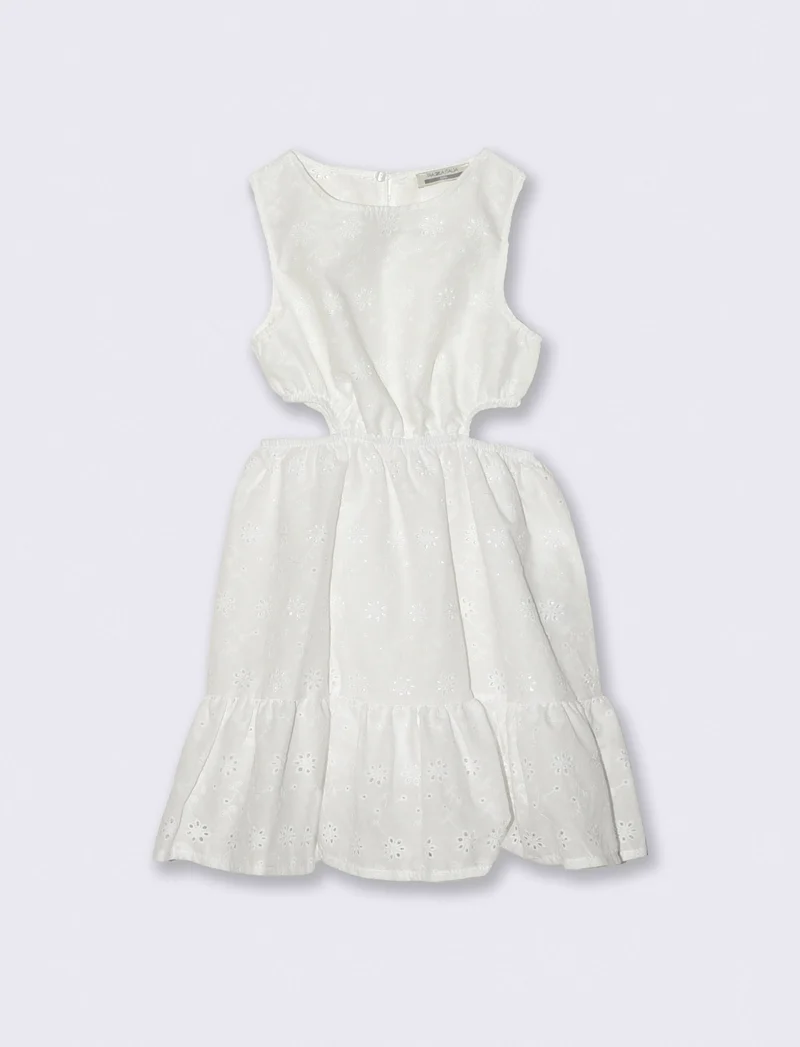 Abito leggero da bambina in pizzo san gallo. - Bianco
