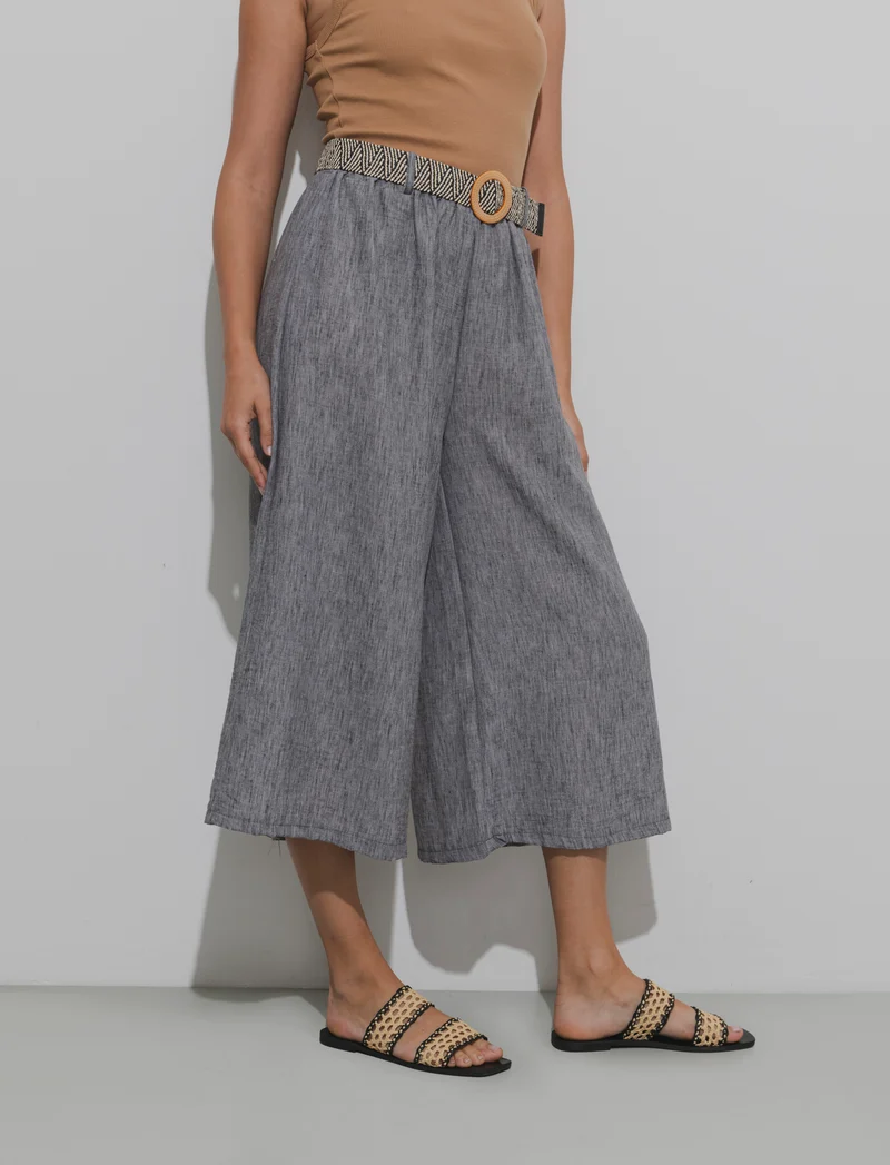 Pantalone largo con cintura - Nero