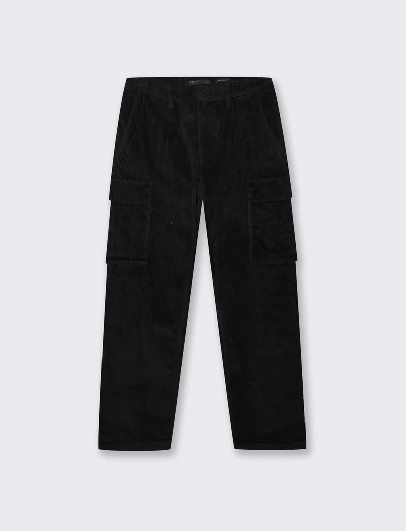 PANTALONI CARGO IN VELLUTO STRAIGHT FIT - Nero