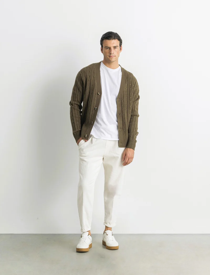 PANTALONI CHINO JOGGER IN VELLUTO - Bianco