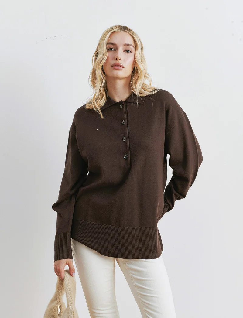 PULLOVER MODELLO POLO - Moro