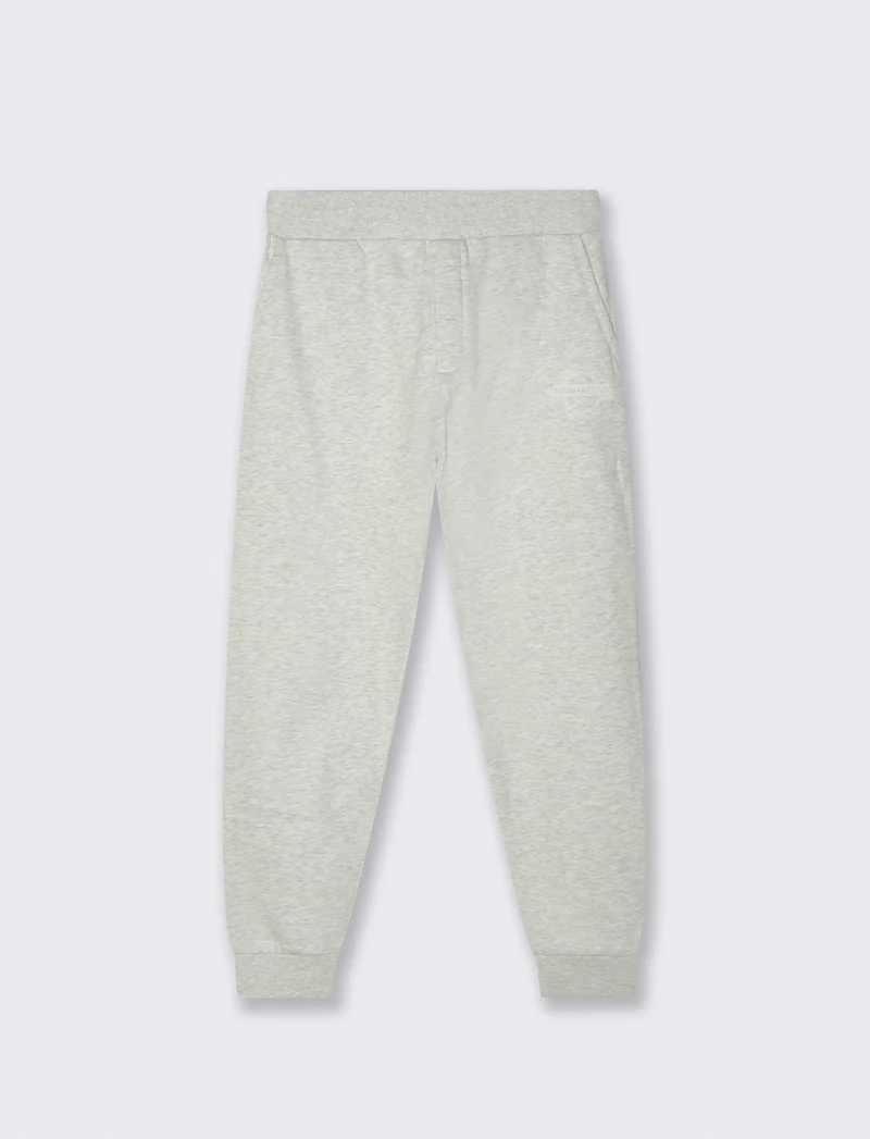 PANTALONI JOGGER IN FELPA CON STAMPA FLOCK - Grigio mel.