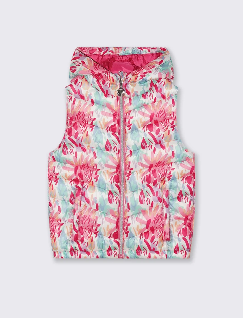 Gilet trapuntato leggero con cappuccio - Fantasia