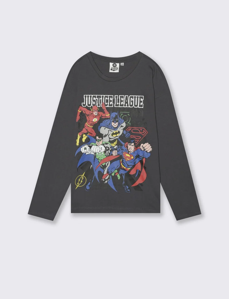 T-SHIRT MANICA LUNGA DC COMICS - Grigio piombo