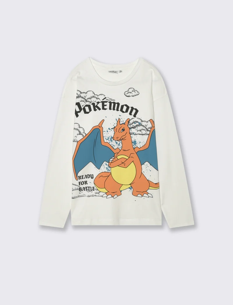 T-SHIRT PERSONAGGI POKEMON MANICA LUNGA - Bianco