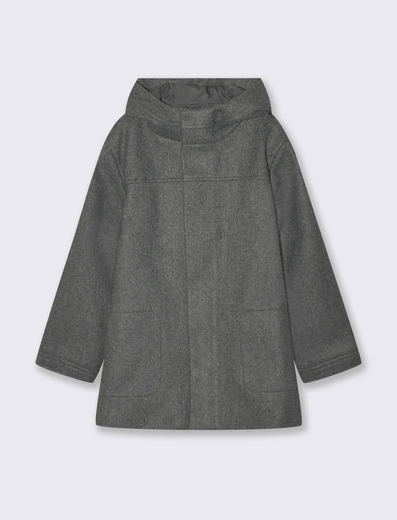 Cappotto con cappuccio. - Grigio