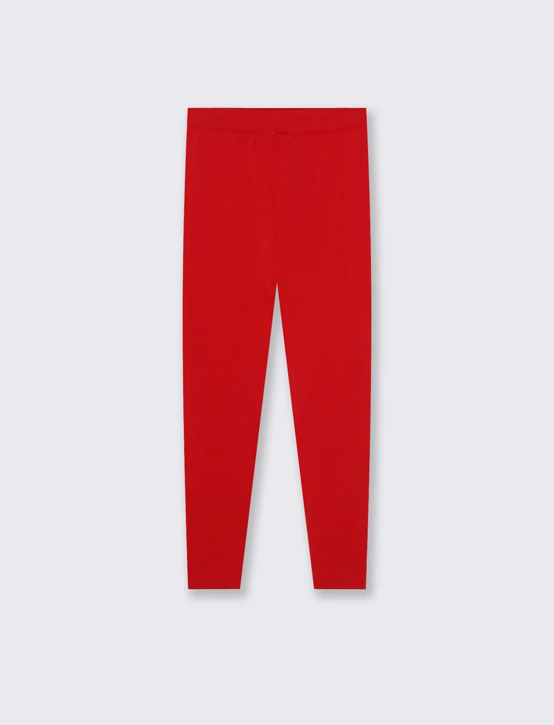 Leggings invernali da bambina in filato elastico. - Rosso