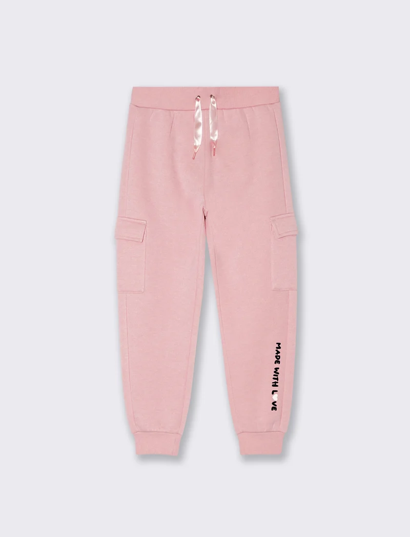 Pantaloni in felpa con tasconi. - Rosa