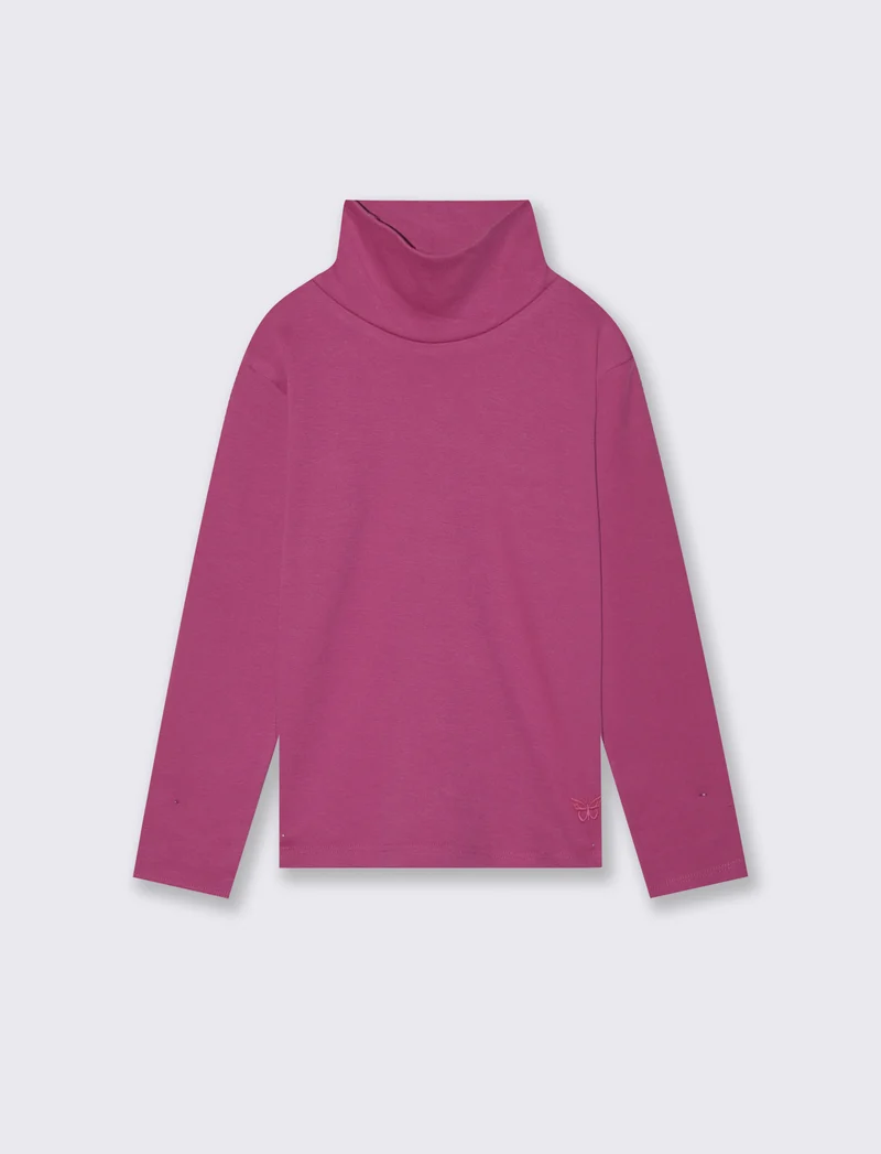 T-shirt collo alto a manica lunga in interlock. - Viola malva