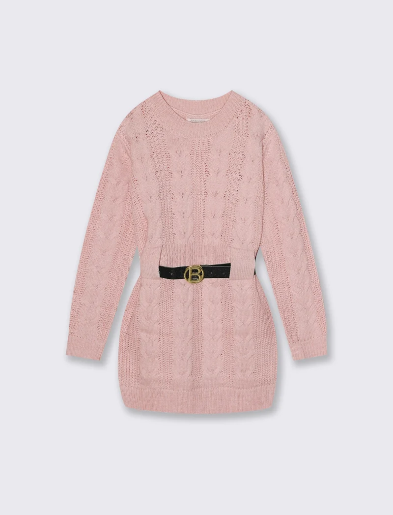 Abito con cintura - Rosa cipolla