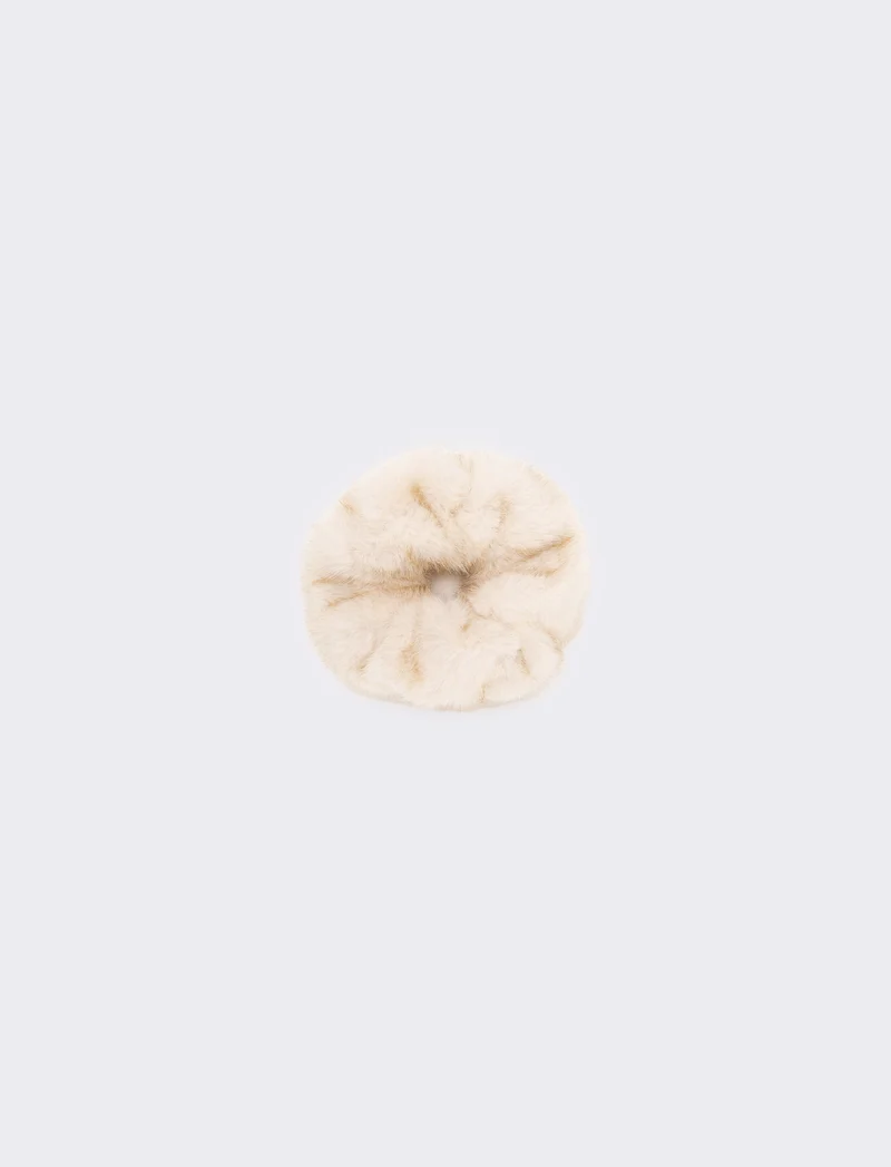 Fermacoda donna elastico in pelliccia - Bianco sporco