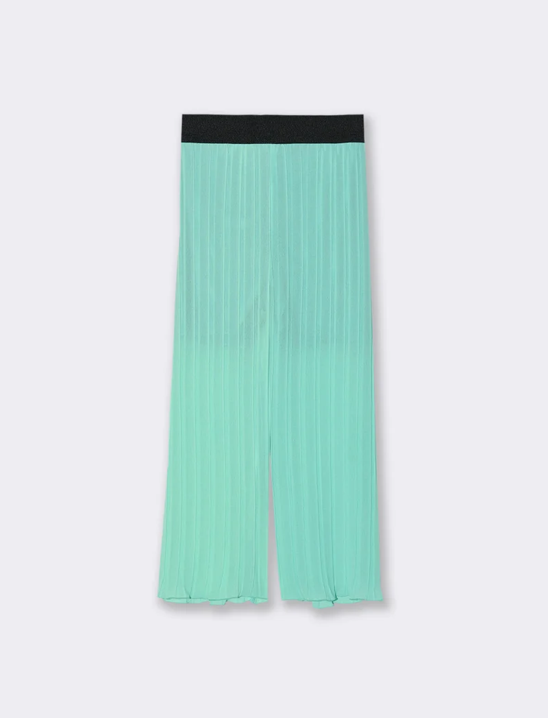 Pantaloni leggeri effetto plissé. - Verde