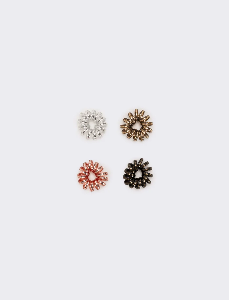 Gruppo 4 elastici ricci metallizzati donna - Multicolore