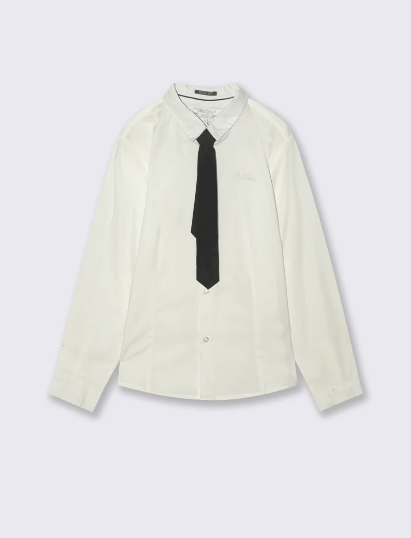 Camicia con cravatta. - Bianco