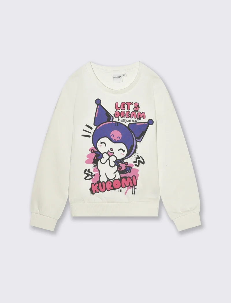 Felpa manica lunga con stampa Kuromi - Bianco