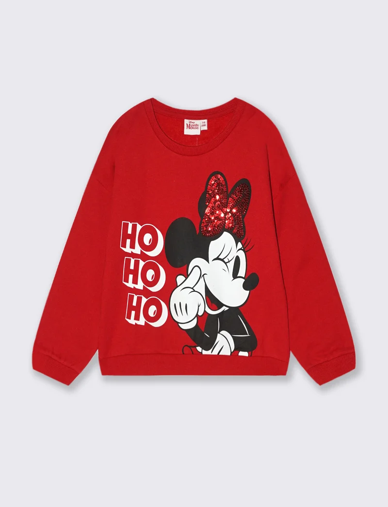 Felpa natalizia con stampa Disney Minnie - Rosso