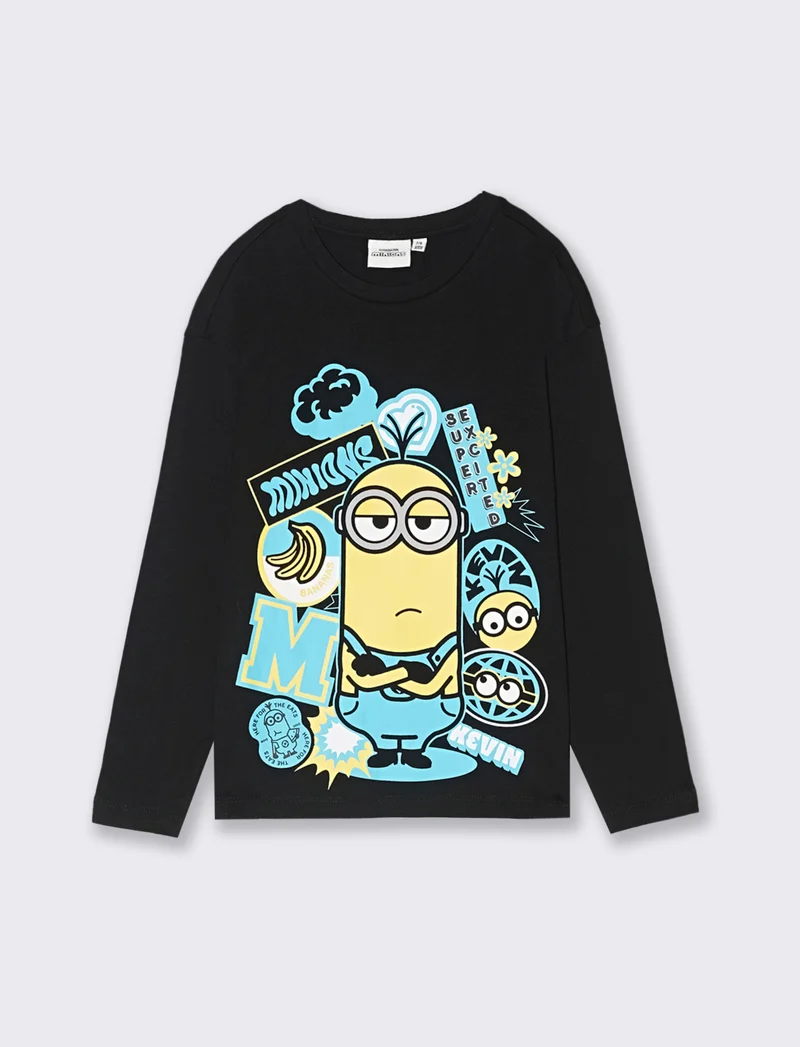 T-SHIRT MANICA LUNGA MINIONS - Nero