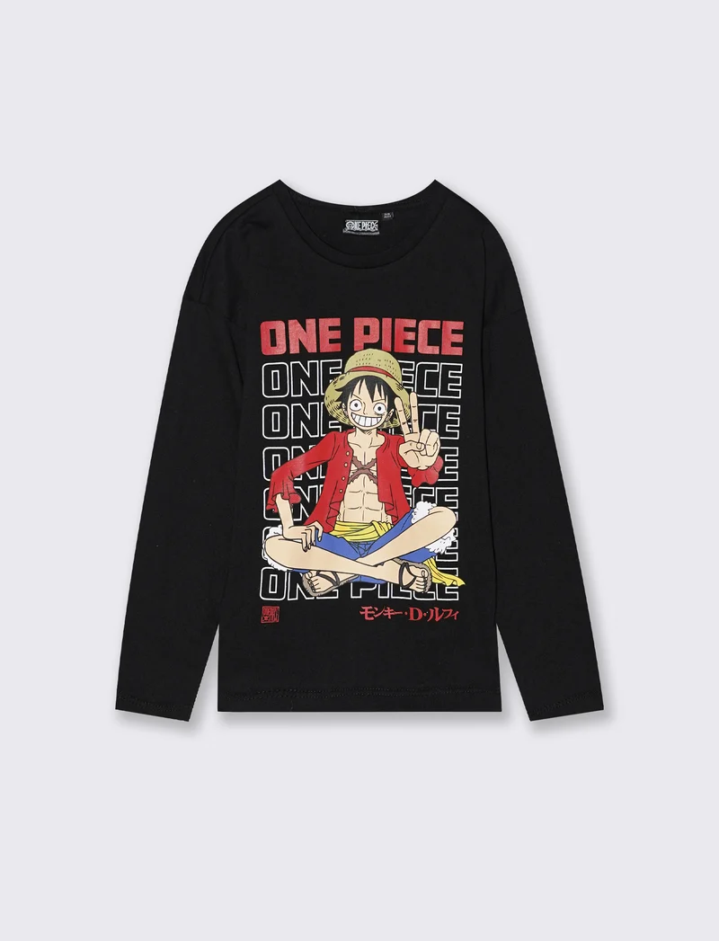 T-SHIRT MANICA LUNGA ONE PIECE - Nero