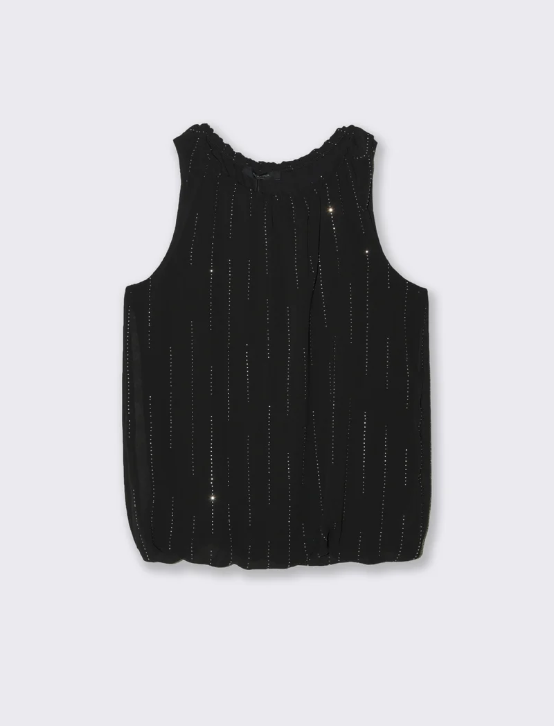 Top in fantasia con tessuto leggero - Nero