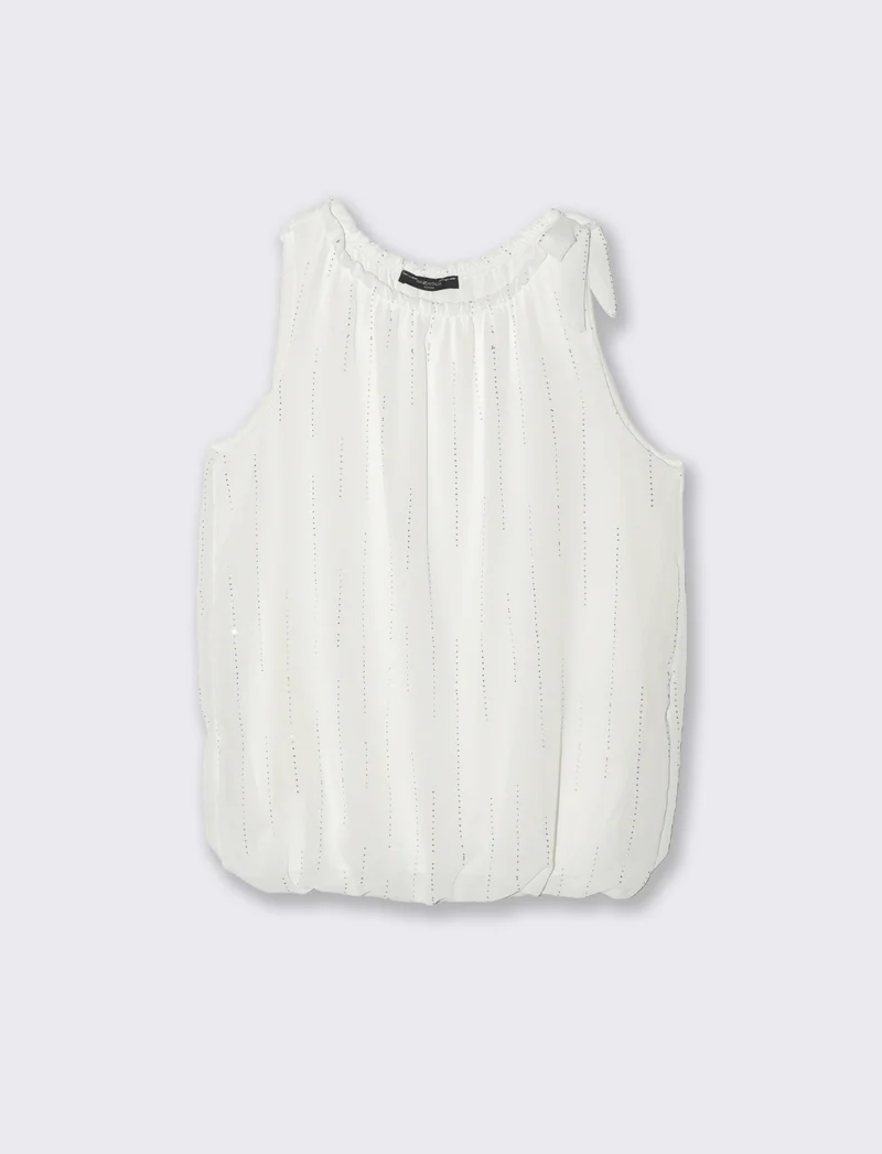 Top in fantasia con tessuto leggero - Bianco
