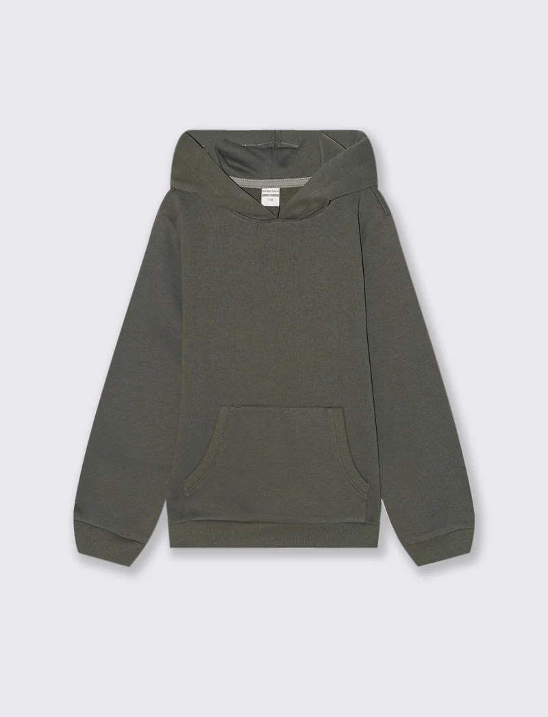 FELPA GIROCOLLO CON CAPPUCCIO - Verde militare