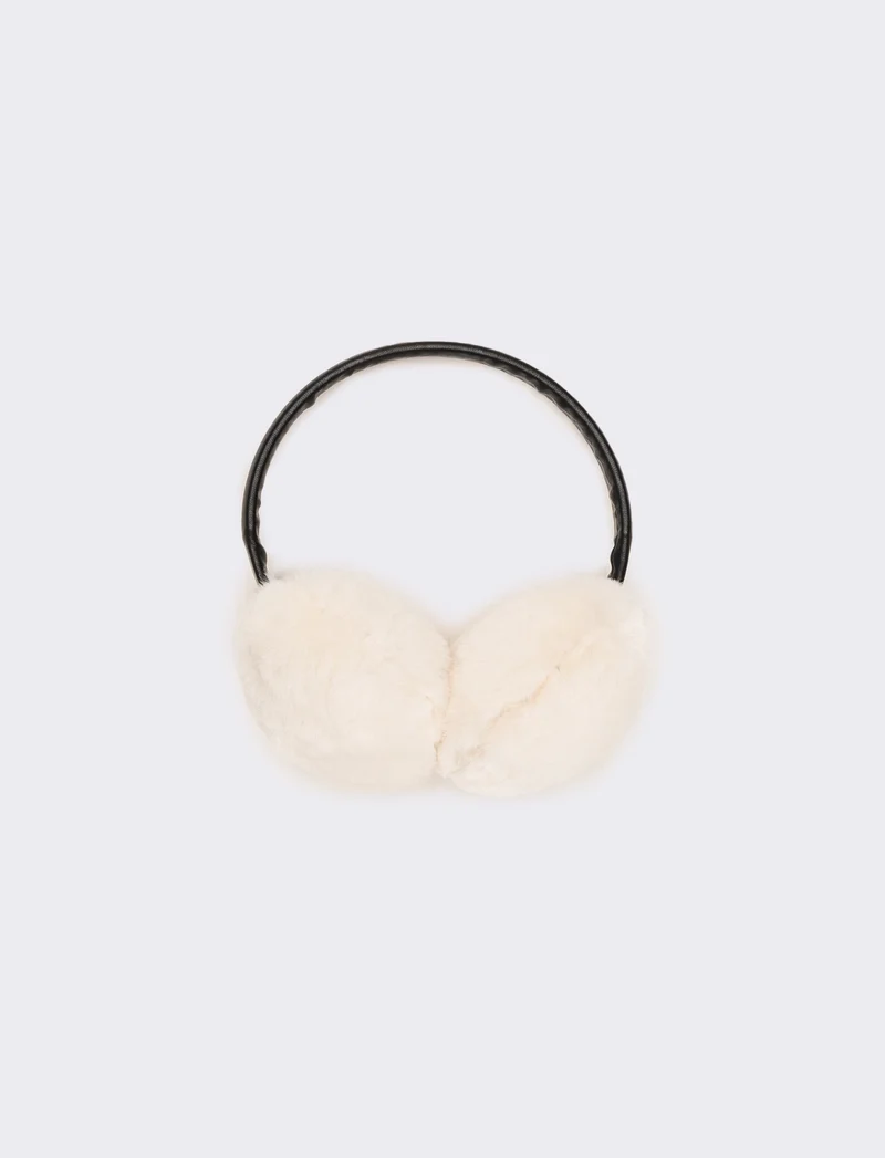 Copriorecchie con ecopelle donna - Beige