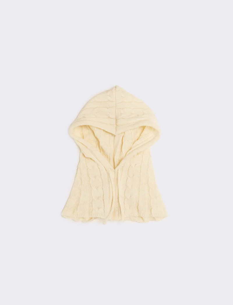 Cappello con collo modello balaclava - Bianco sporco